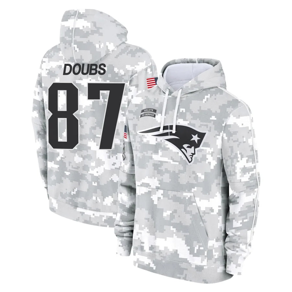 Choea NE.Patriots #87 Romeo Doubs Player Arctic Camo Salute to Service Pullover Hoodies Limited Game Stitched Jerseys