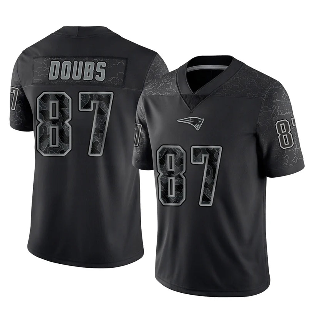 Choea NE.Patriots #87 Romeo Doubs Player Black Reflective LImited Home Game Stitched Jerseys