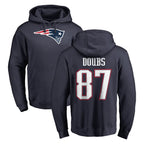 Choea NE.Patriots #87 Romeo Doubs Player Navy LOGO Pullover Hoodies Home Game Stitched Jerseys