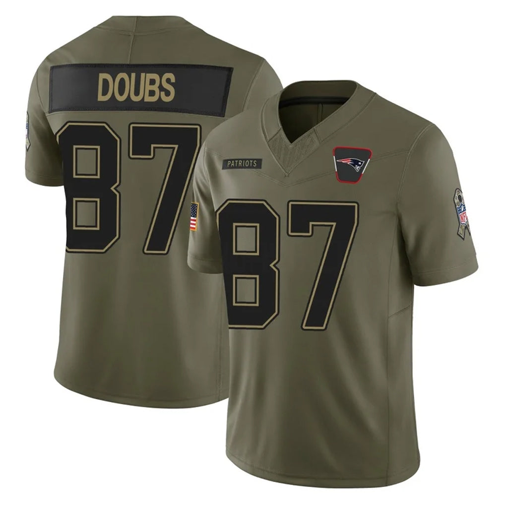 Choea NE.Patriots #87 Romeo Doubs Player Olive 2025 Salute To Service Limited Stitched Jerseys