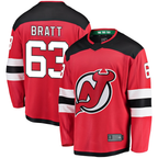 Choea N.Jersey Devils #63 Jesper Bratt Red Home Breakaway Player Jerseys