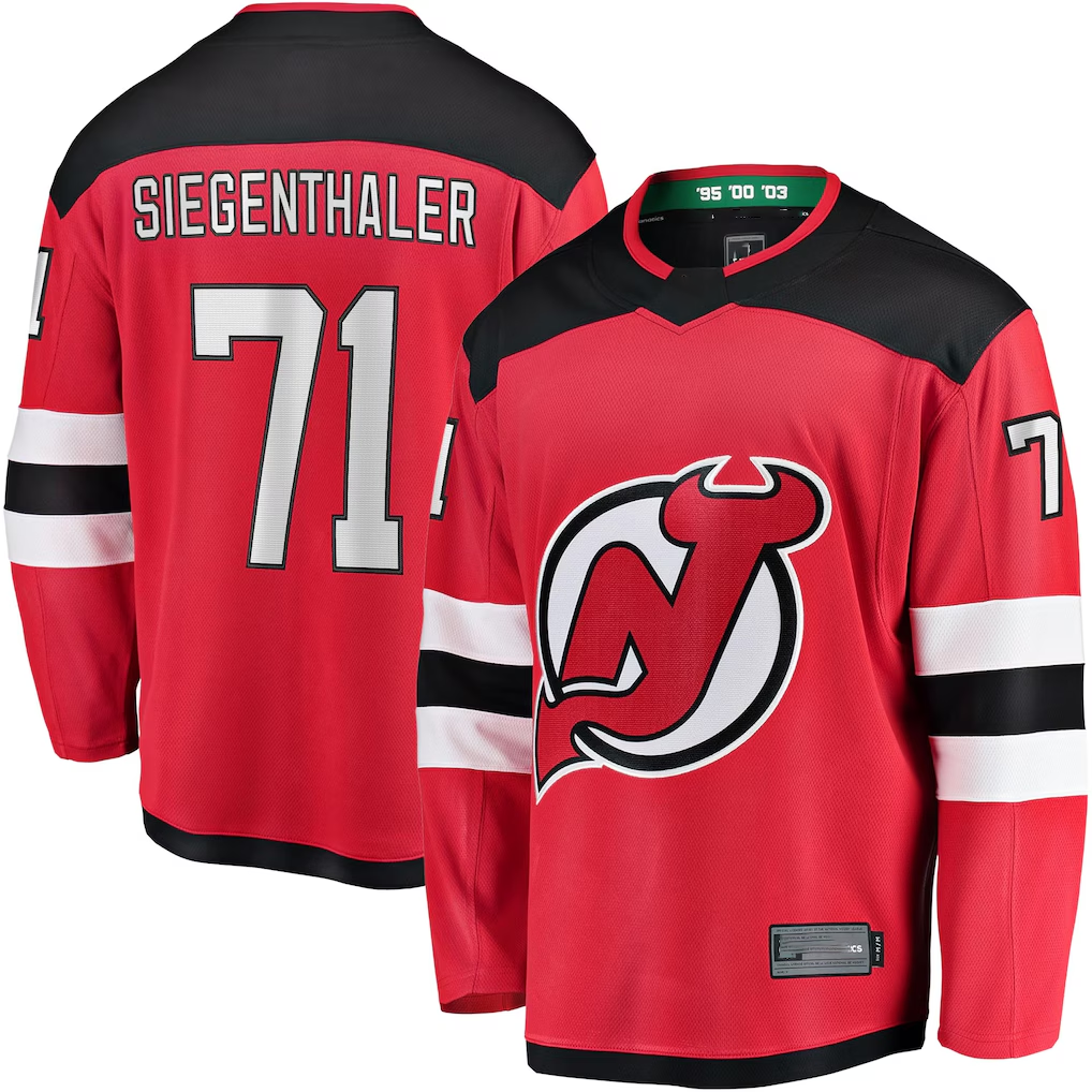 Choea N.Jersey Devils #71 Jonas Siegenthaler Red Home Breakaway Player Jerseys