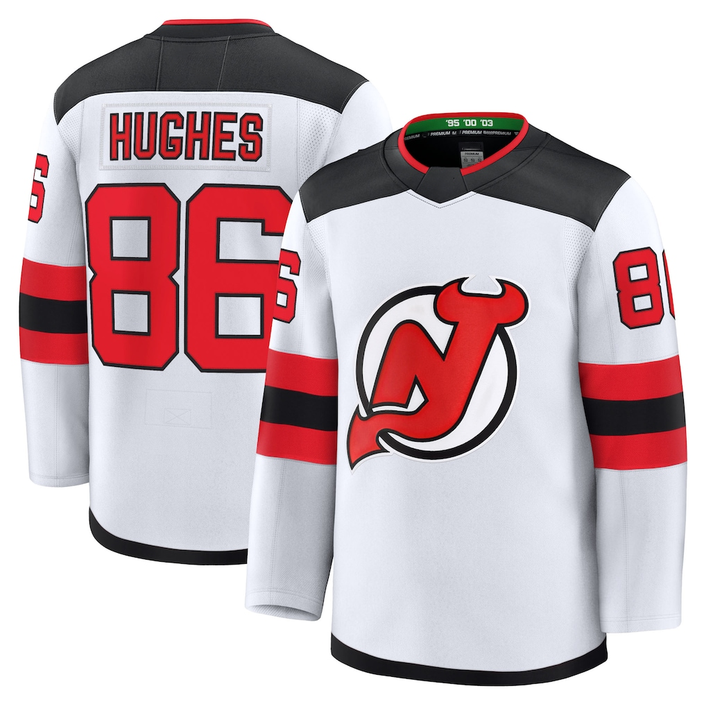 Choea N.Jersey Devils #86 Jack Hughes White Away Premium Jerseys