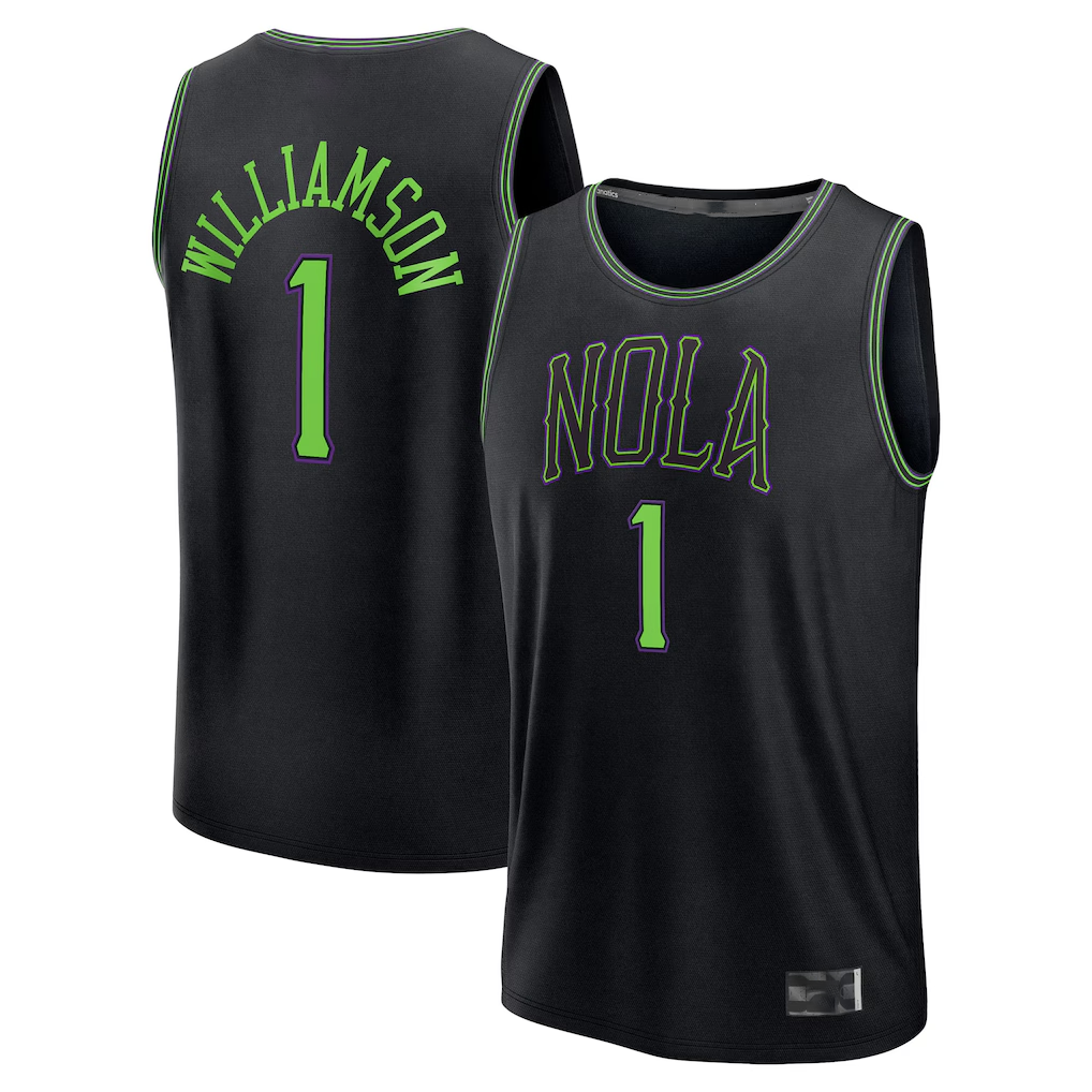 Choea NO.Pelicans #1 Zion Williamson Black 2025-2026 City Edition Fast Break Stitched Jerseys