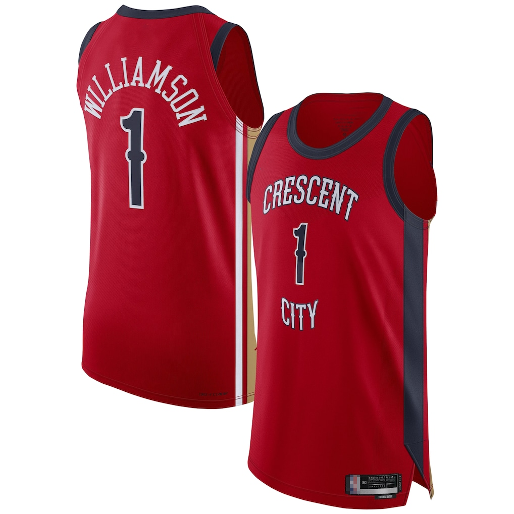 Choea NO.Pelicans #1 Zion Williamson Red Authentic Stitched Jerseys- Statement Edition