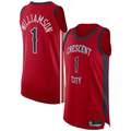 Choea NO.Pelicans #1 Zion Williamson Red Authentic Stitched Jerseys- Statement Edition