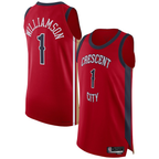 Choea NO.Pelicans #1 Zion Williamson Red Authentic Stitched Jerseys- Statement Edition