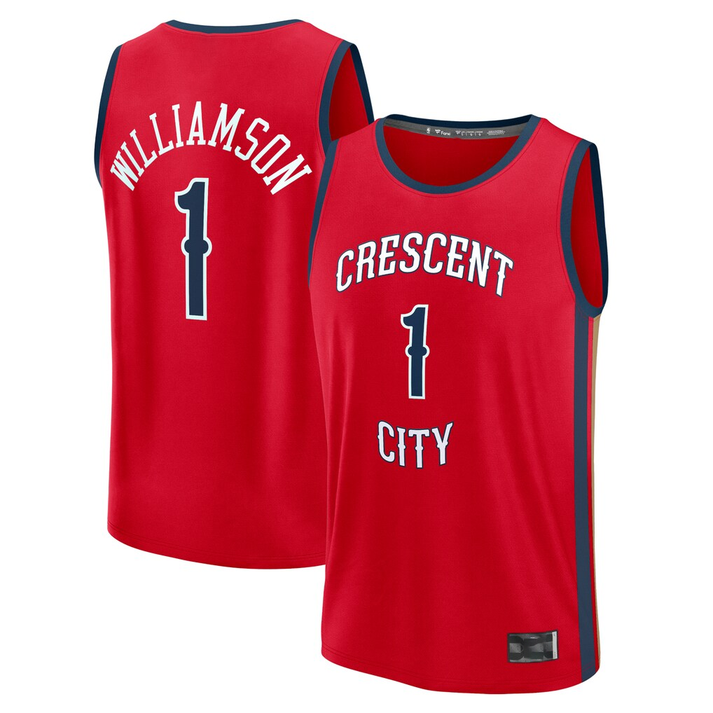 Choea NO.Pelicans #1 Zion Williamson Red Fast Break Replica Player Stitched Jerseys- Statement Edition