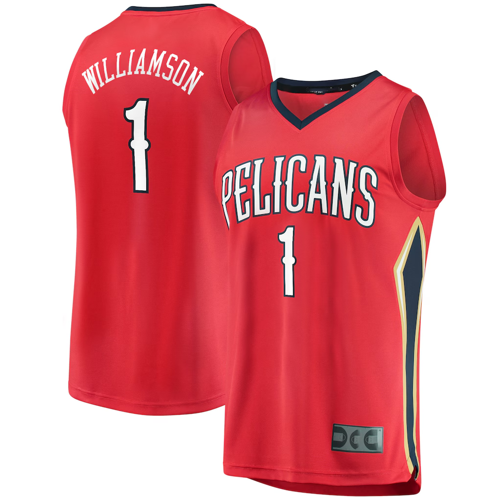Choea NO.Pelicans #1 Zion Williamson Red Replica Fast Break Stitched Jerseys- Statement Edition
