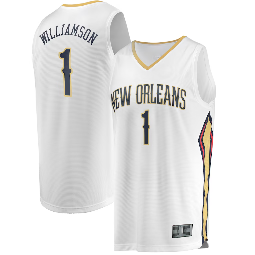 Choea NO.Pelicans #1 Zion Williamson White Replica Fast Break Stitched Jerseys- Association Edition