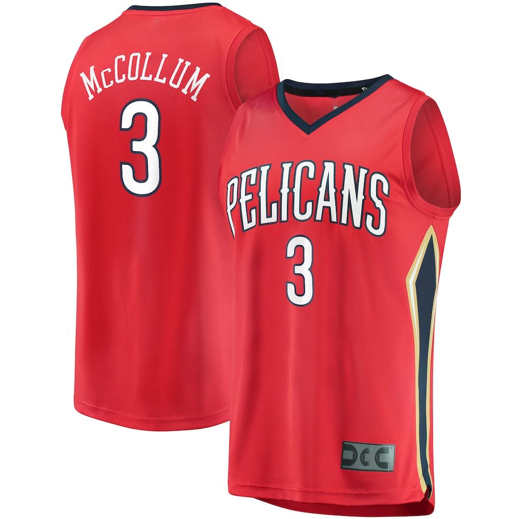 Choea NO.Pelicans #3 C.J. McCollum Red Fast Break Replica Player Stitched Jerseys- Statement Edition
