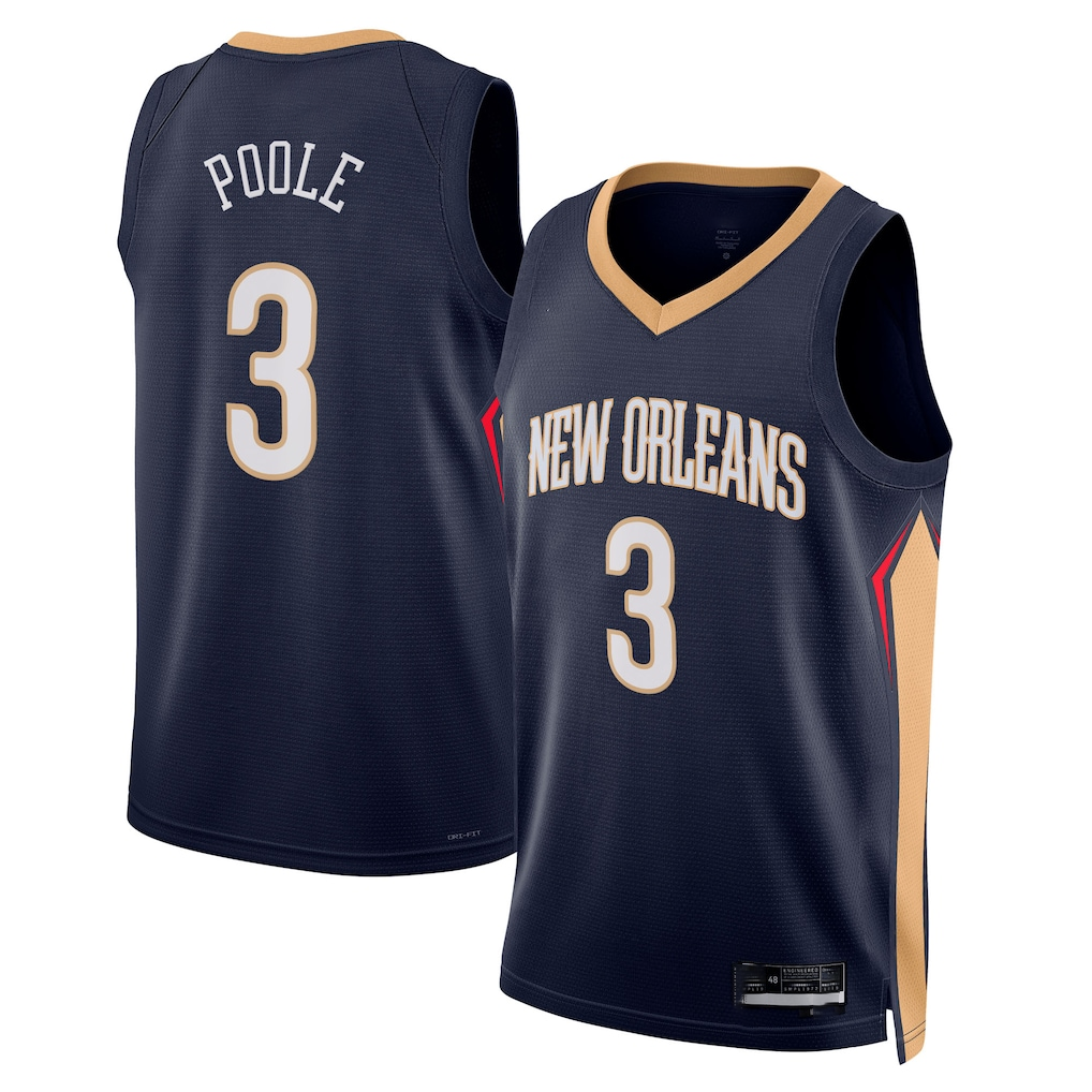 Choea NO.Pelicans #3 Jordan Poole Navy Swingman Stitched Jerseys- Icon Edition
