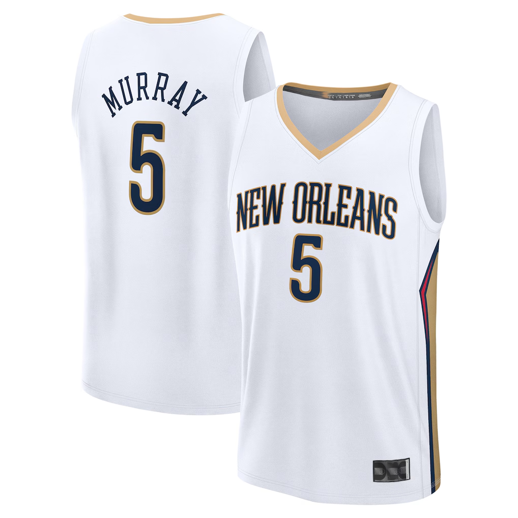 Choea NO.Pelicans #5 Dejounte Murray White Fast Break Replica Player Stitched Jerseys- Association Edition