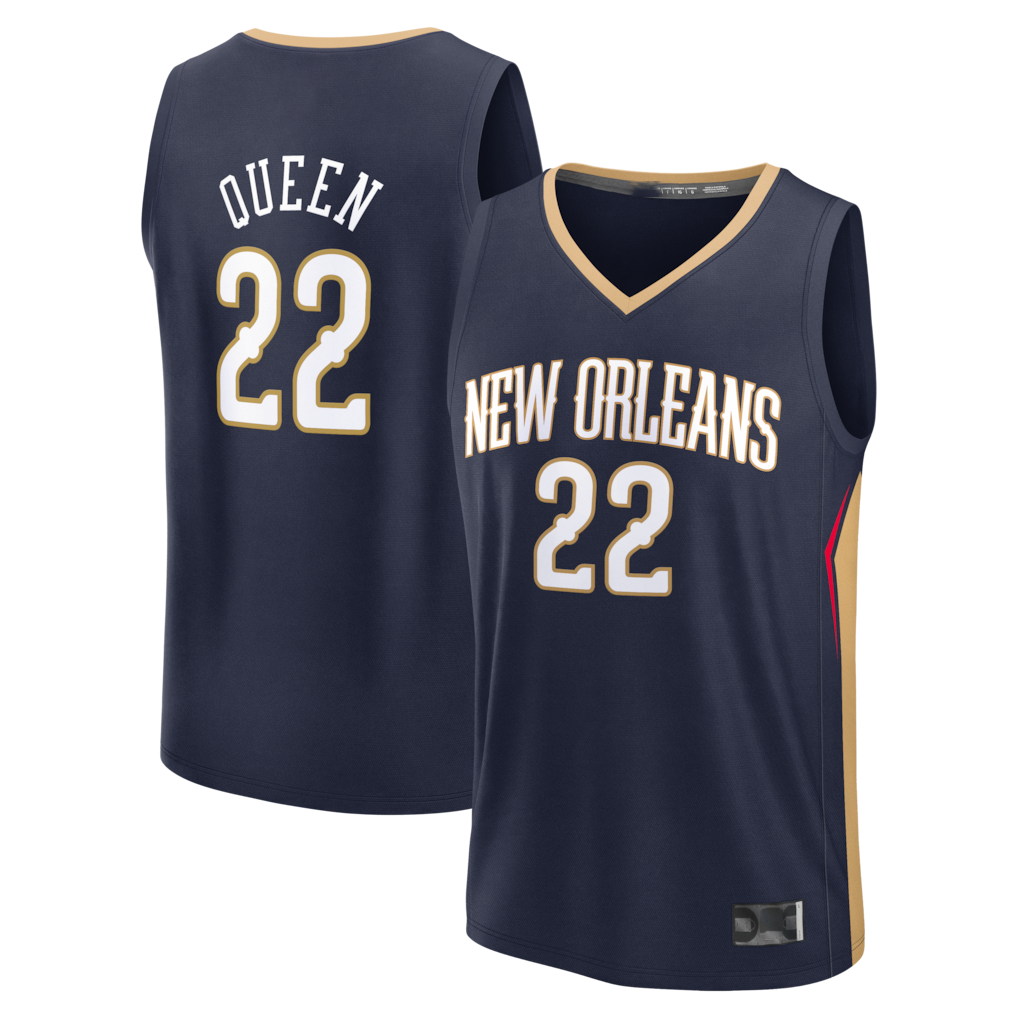 Choea NO.Pelicans #22 Derik Queen Navy Fast Break Replica Stitched Jerseys- Icon Edition