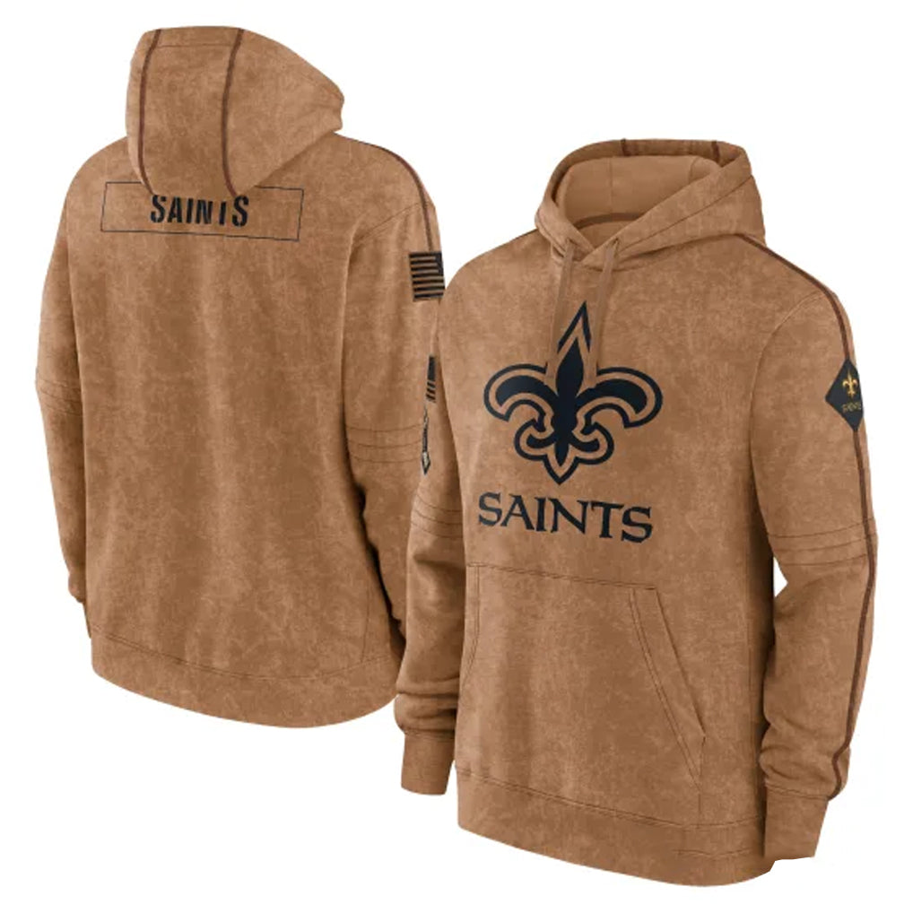 Choea NO.Saints Brown Salute to Service Pullover Hoodies Limited Game Blank Player Stitched Jerseys