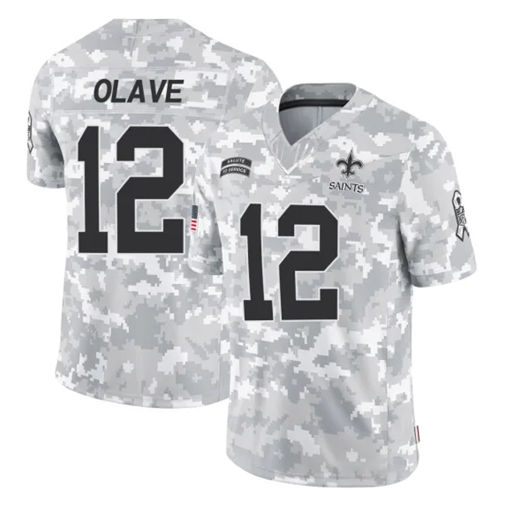 Choea NO.Saints #12 Chris Olave Player Arctic Camo Salute To Service Limited Game Stitched Jerseys