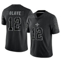 Choea NO.Saints #12 Chris Olave Player Black Limited Reflective Home Game Stitched Jerseys