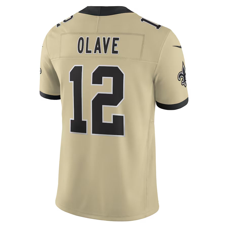 Choea NO.Saints #12 Chris Olave Player Gold Alternate Vapor F.U.S.E. Limited Stitched Jerseys