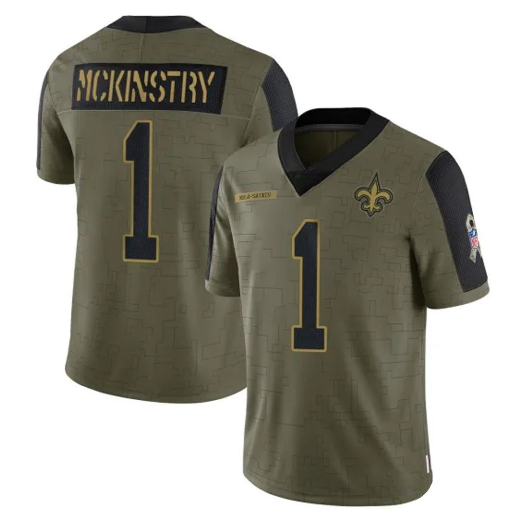 Choea NO.Saints #1 Kool-Aid McKinstry Player Olive Salute To Service Limited Game Stitched Jerseys