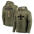 Choea NO.Saints #1 Kool-Aid McKinstry Player Olive Salute to Service Pullover Hoodies Home Game Stitched Jerseys