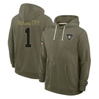 Choea NO.Saints #1 Kool-Aid McKinstry Player Olive Salute to Service Pullover Hoodies Limited Stitched Jerseys