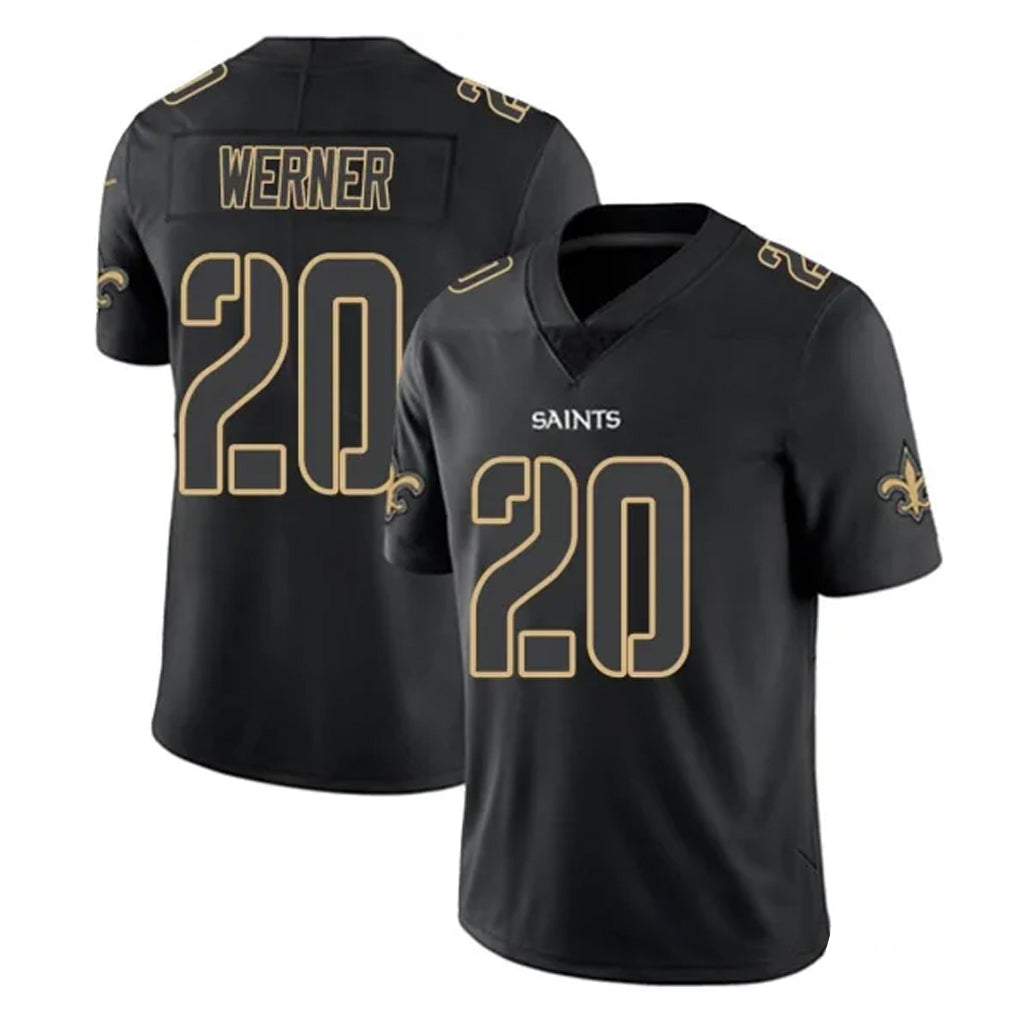 Choea NO.Saints #20 Pete Werner Player Black Impact Limited Home Game Stitched Jerseys