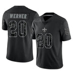 Choea NO.Saints #20 Pete Werner Player Black Limited Reflective Home Game Stitched Jerseys