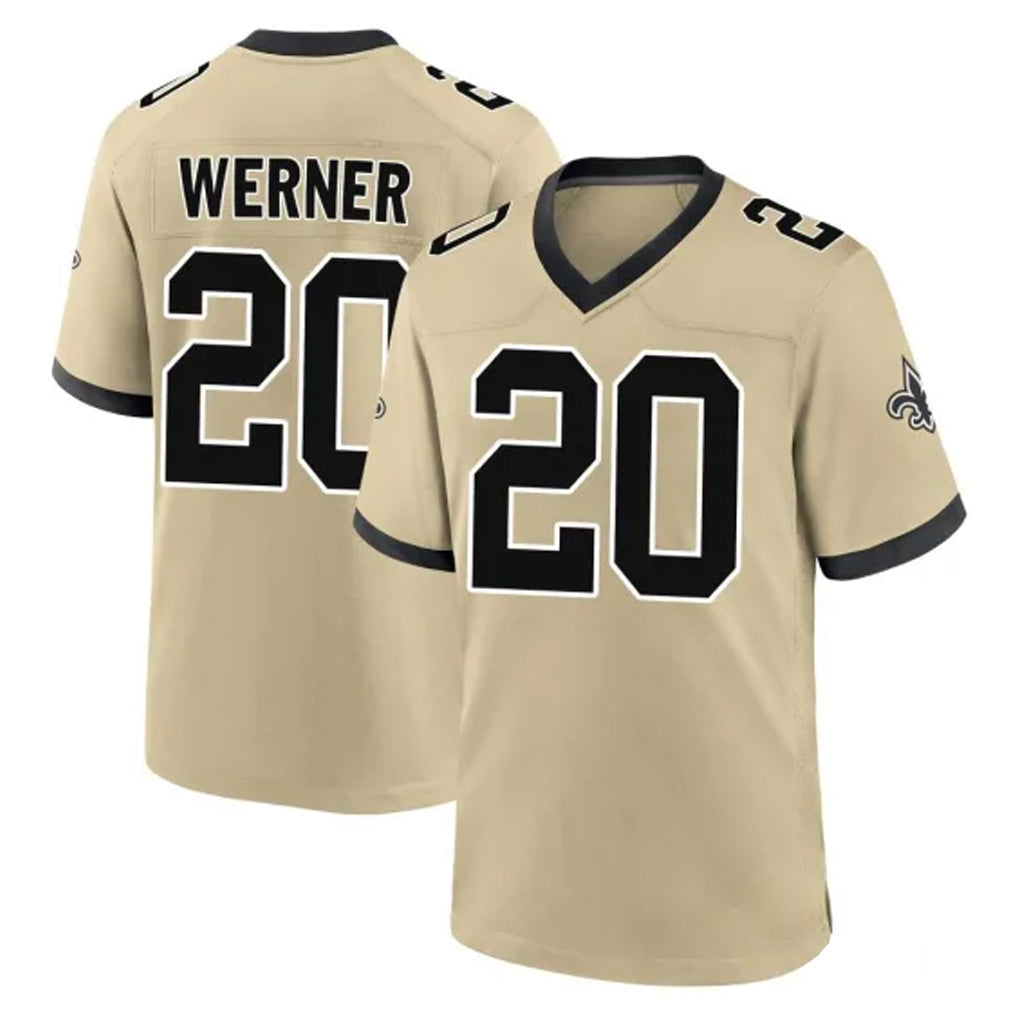 Choea NO.Saints #20 Pete Werner Player Gold Home Game Stitched Jerseys