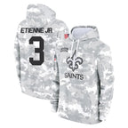 Choea NO.Saints #3 Travis Etienne Jr. Player Arctic Camo Salute to Service Pullover Hoodies Limited Game Stitched Jerseys