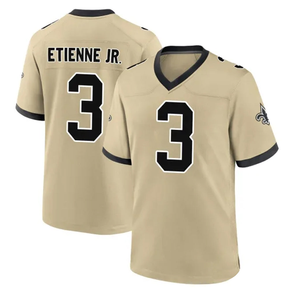 Choea NO.Saints #3 Travis Etienne Jr. Player Gold Home Game Stitched Jerseys