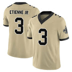 Choea NO.Saints #3 Travis Etienne Jr. Player Gold Limited Vapor F.U.S.E. Home Game Stitched Jerseys