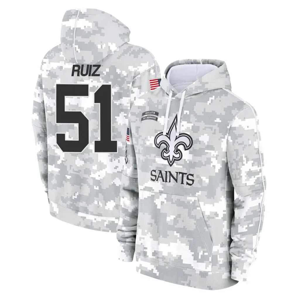 Choea NO.Saints #51 Cesar Ruiz Player Arctic Camo Salute to Service Pullover Hoodies Limited Game Stitched Jerseys
