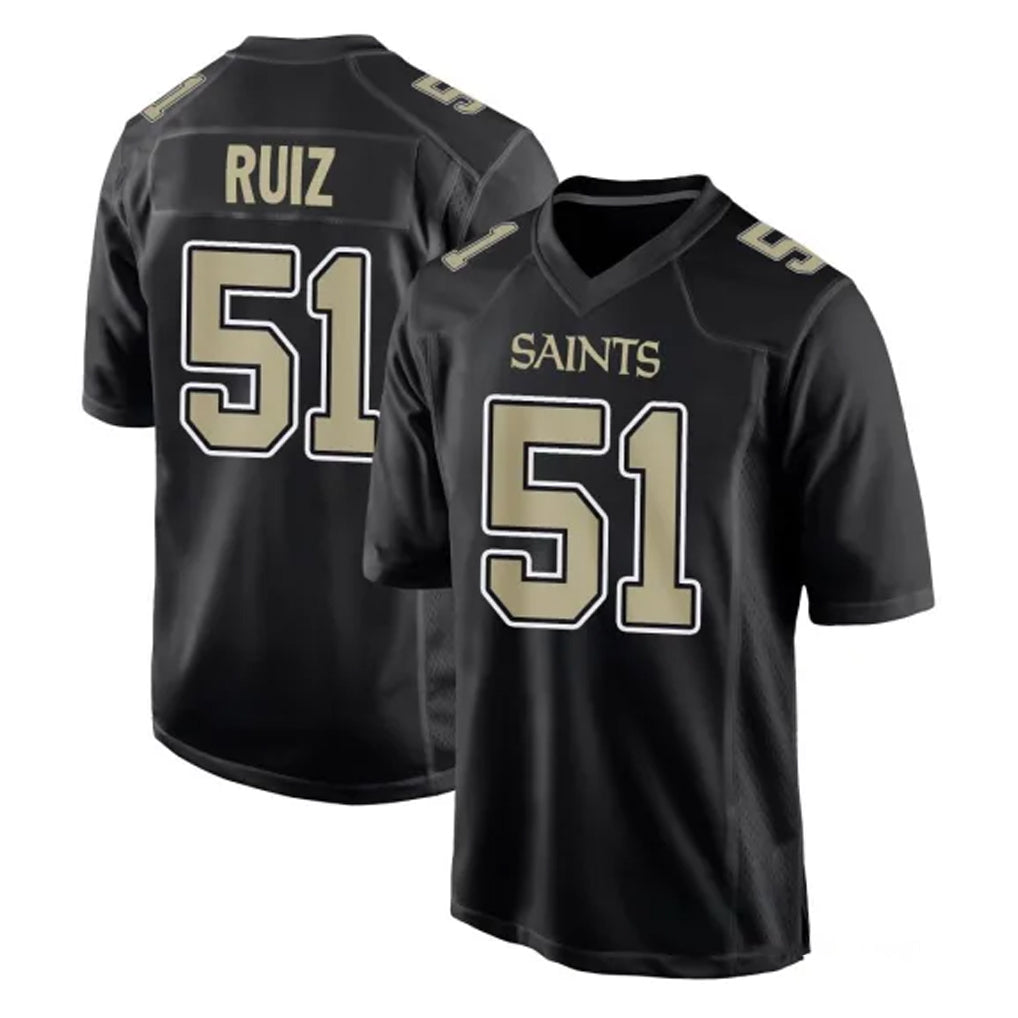 Choea NO.Saints #51 Cesar Ruiz Player Black Carbon Fashion Home Game Stitched Jerseys