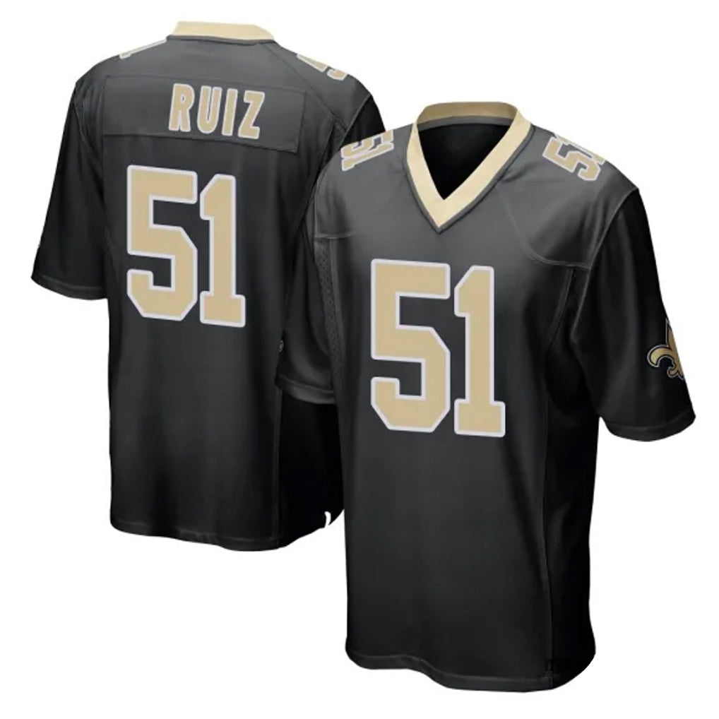 Choea NO.Saints #51 Cesar Ruiz Player Black Home Game Stitched Jerseys