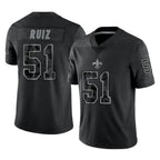 Choea NO.Saints #51 Cesar Ruiz Player Black Limited Reflective Home Game Stitched Jerseys