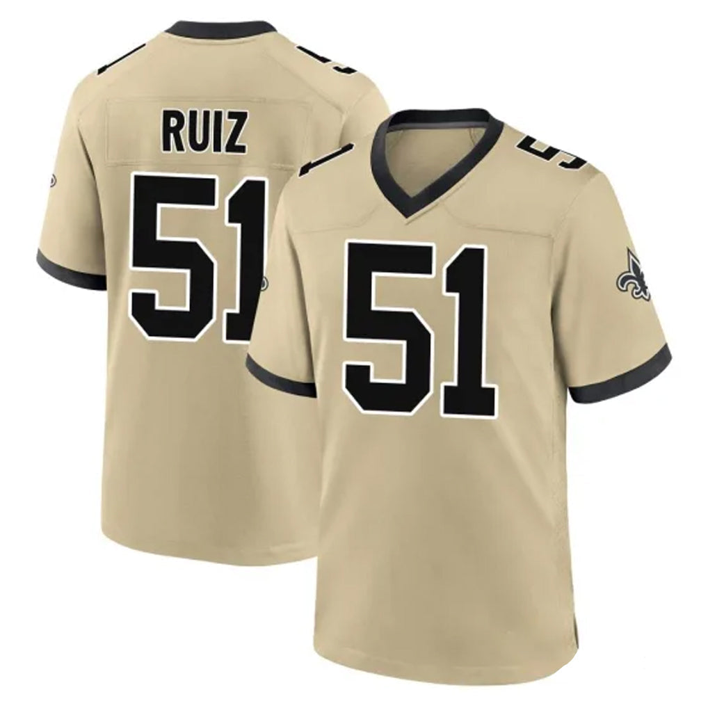 Choea NO.Saints #51 Cesar Ruiz Player Gold Home Game Stitched Jerseys