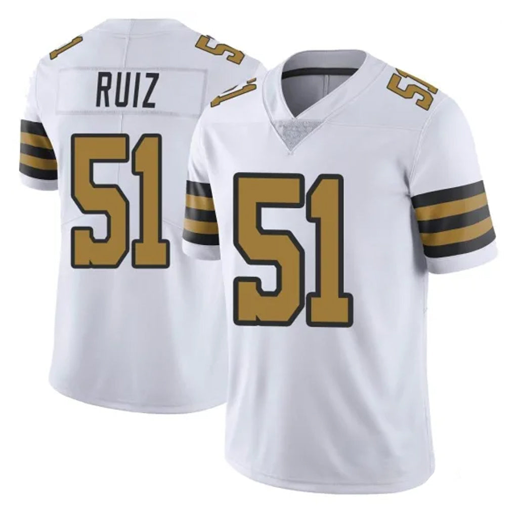 Choea NO.Saints #51 Cesar Ruiz Player White Limited Color Rush Home Game Stitched Jerseys