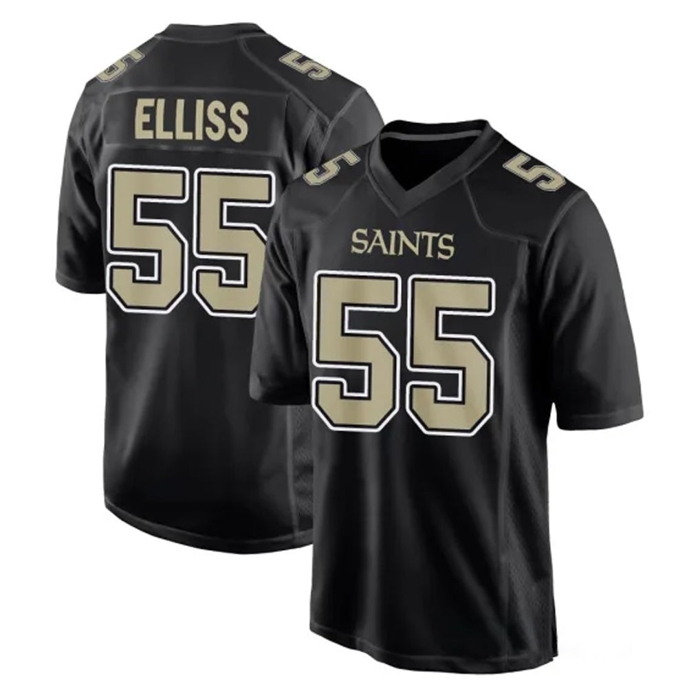 Choea NO.Saints #55 Kaden Elliss Player Black Carbon Fashion Home Game Stitched Jerseys