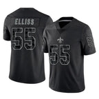 Choea NO.Saints #55 Kaden Elliss Player Black Limited Reflective Home Game Stitched Jerseys