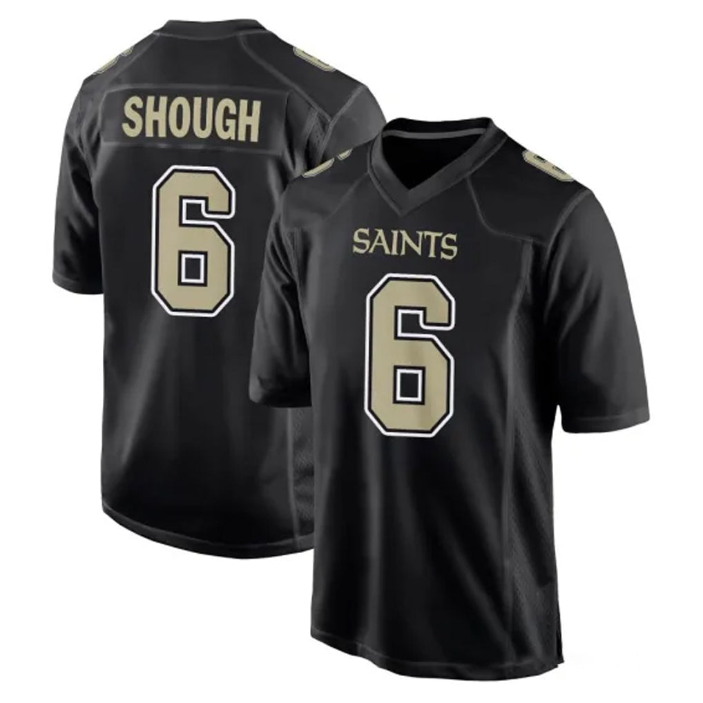 Choea NO.Saints #6 Tyler Shough Player Black Carbon Fashion Home Game Stitched Jerseys