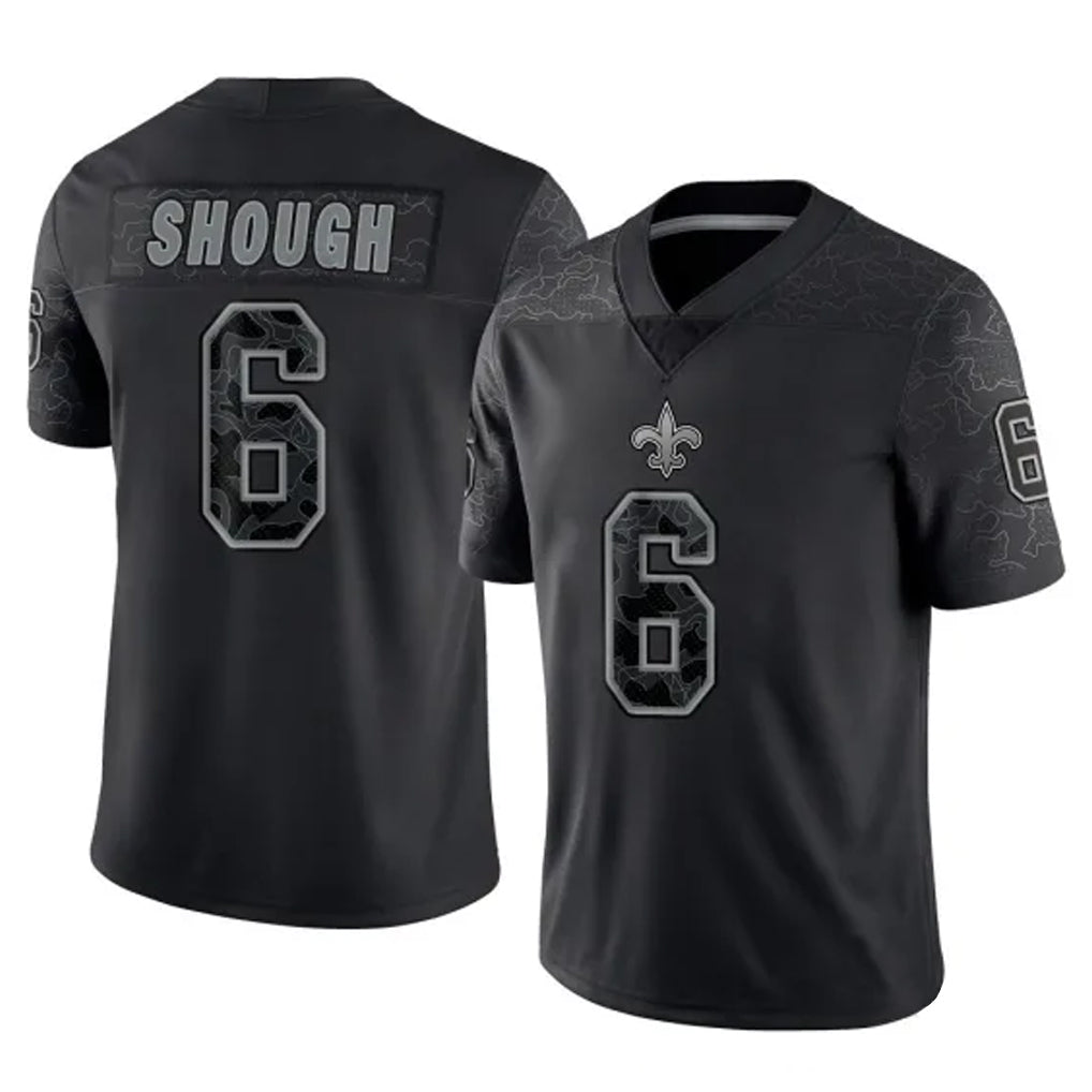 Choea NO.Saints #6 Tyler Shough Player Black Limited Reflective Home Game Stitched Jerseys