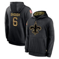 Choea NO.Saints #6 Tyler Shough Player Black Salute to Service Hoodies Limited Game Stitched Jerseys