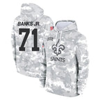 Choea NO.Saints #71 Kelvin Banks Jr. Player Arctic Camo Salute to Service Pullover Hoodies Limited Game Stitched Jerseys