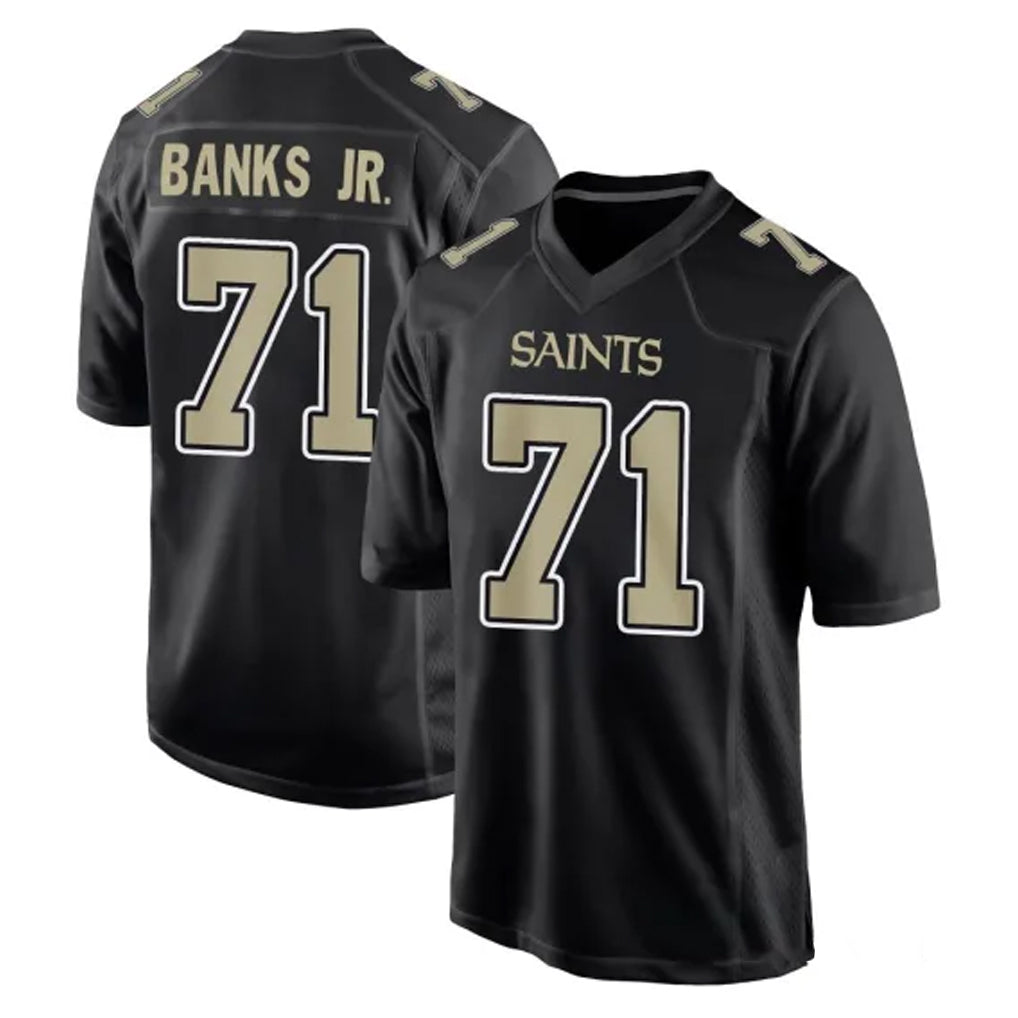 Choea NO.Saints #71 Kelvin Banks Jr. Player Black Carbon Fashion Home Game Stitched Jerseys