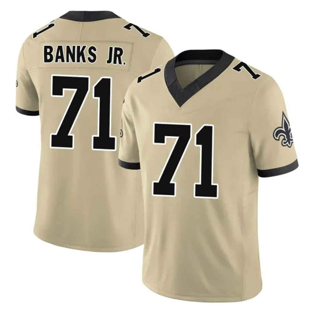 Choea NO.Saints #71 Kelvin Banks Jr. Player Gold Limited Vapor F.U.S.E. Home Game Stitched Jerseys
