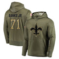 Choea NO.Saints #71 Kelvin Banks Jr. Player Olive Salute to Service Pullover Hoodies Home Game Stitched Jerseys