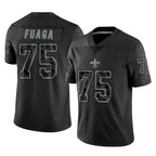 Choea NO.Saints #75 Taliese Fuaga Player Black Limited Reflective Home Game Stitched Jerseys