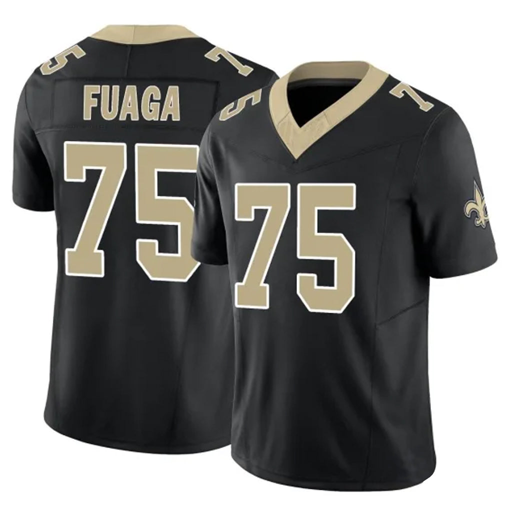 Choea NO.Saints #75 Taliese Fuaga Player Black Limited Vapor F.U.S.E. Home Game Stitched Jerseys