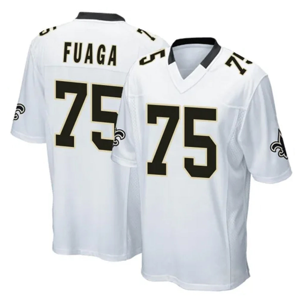 Choea NO.Saints #75 Taliese Fuaga Player White Home Game Stitched Jerseys