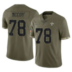 Choea NO.Saints #78 Erik McCoy Player Olive Salute To Service Limited Stitched Jerseys